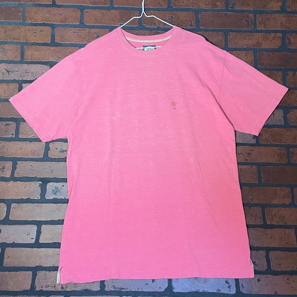 Tommy Bahama Men's L Relax Pink Cotton Oversized T-Shirt‎ Split Hem